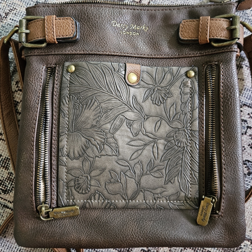 Brown Floral Crossbody Purse